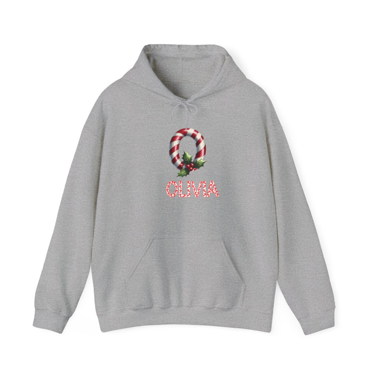 Personalized A-Z candy cane, Unisex Heavy Blend™ Hooded Sweatshirt