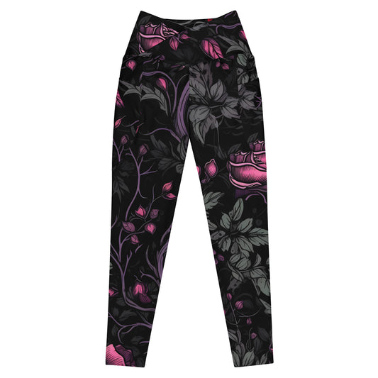 Dark roses, Crossover leggings with pockets