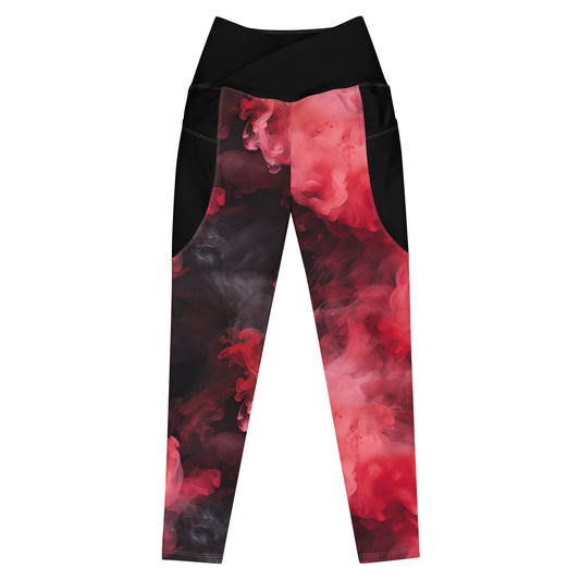 Red smoke, Crossover leggings with pockets