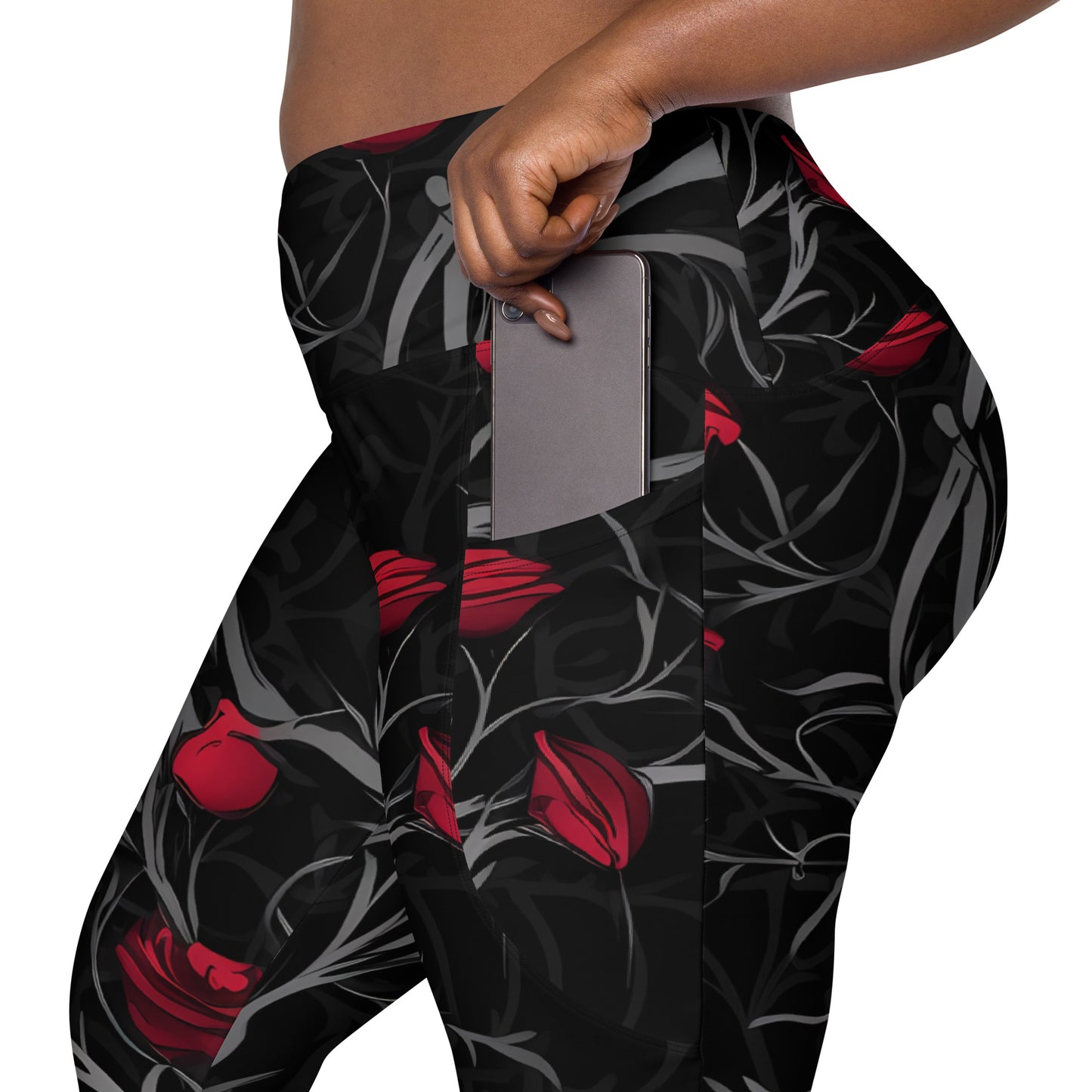 Prickly Rose Crossover leggings with pockets