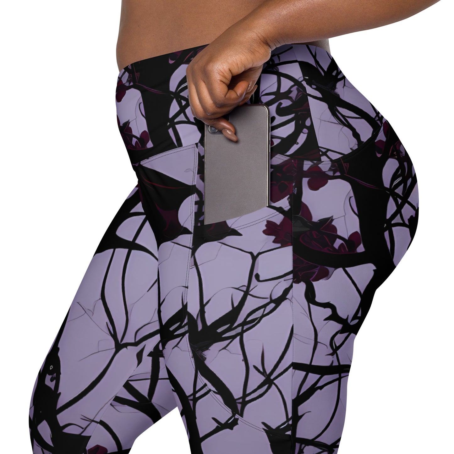 Dark vines Crossover leggings with pockets