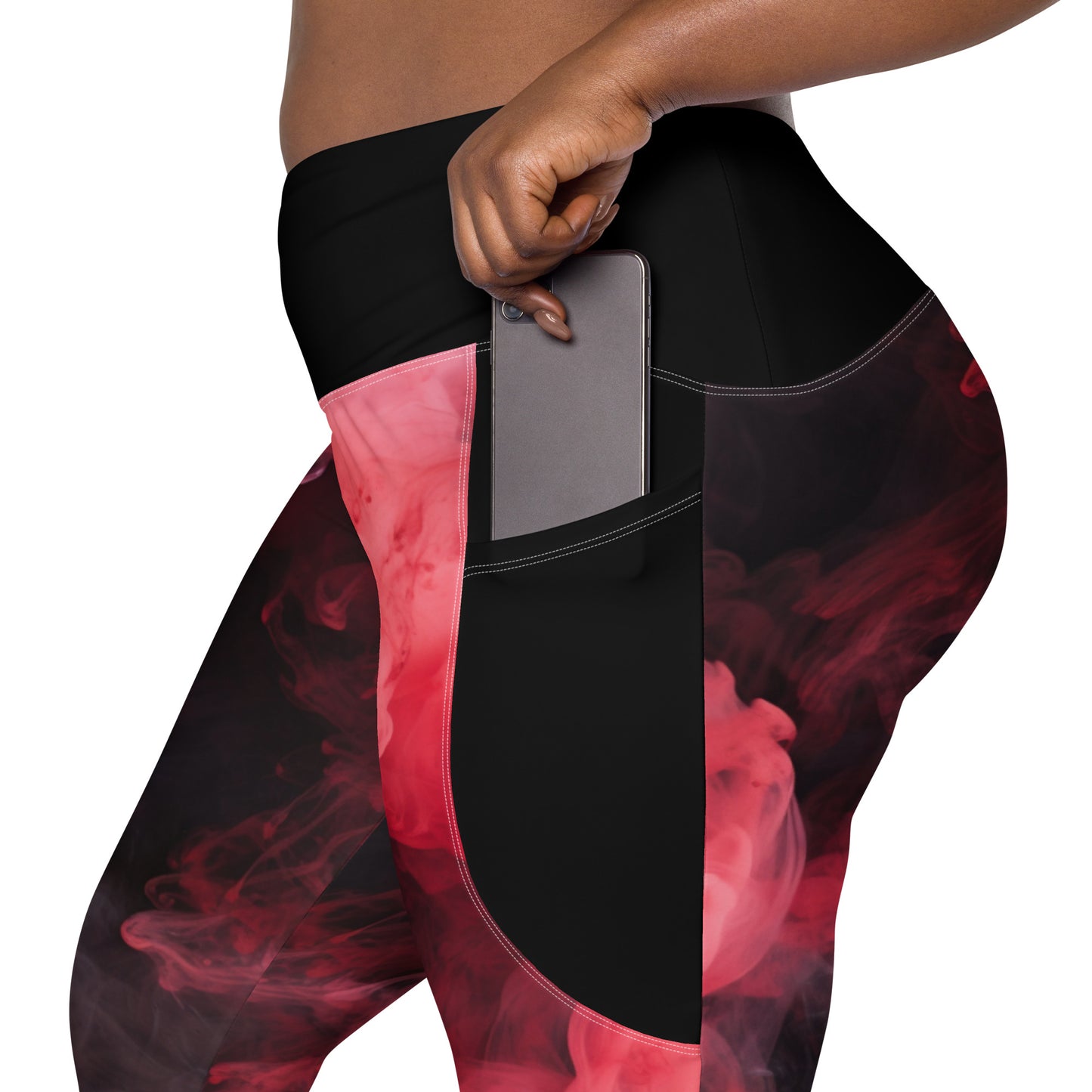 Red smoke, Crossover leggings with pockets