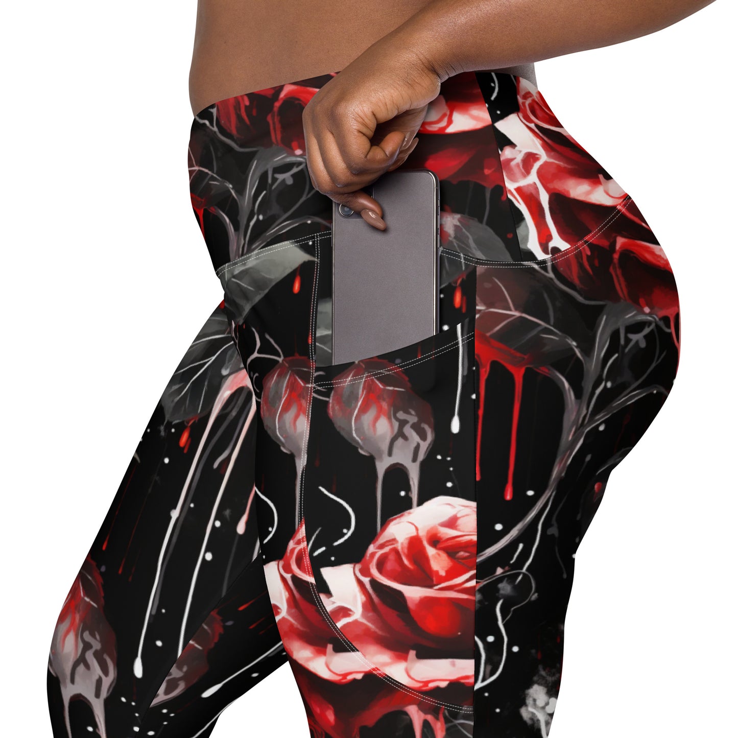 Wax roses, Crossover leggings with pockets