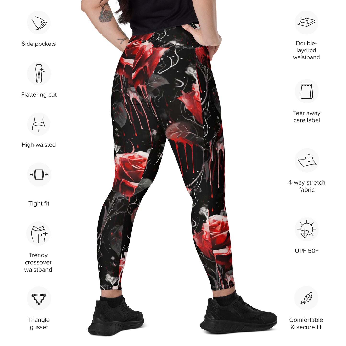 Wax roses, Crossover leggings with pockets