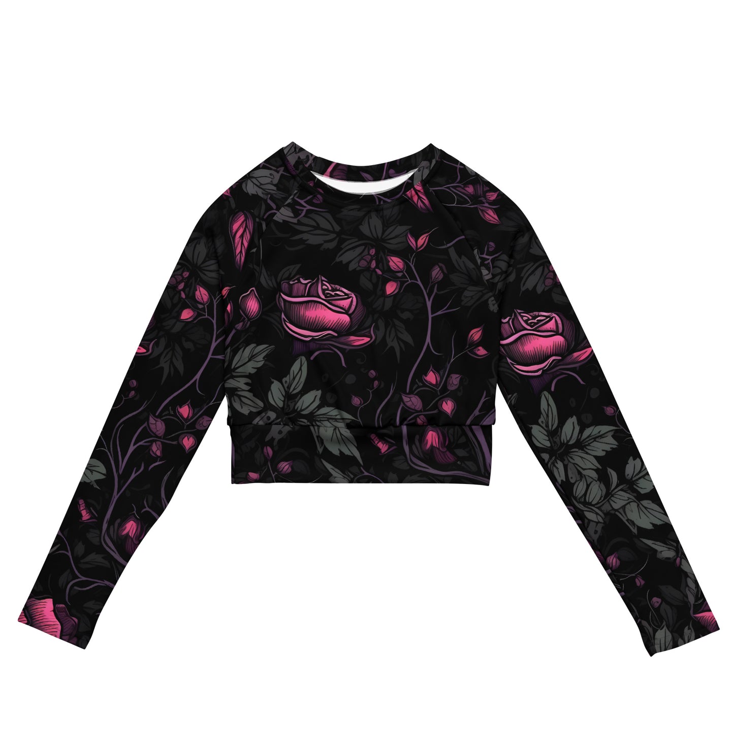 Dark rose, Recycled long-sleeve crop top