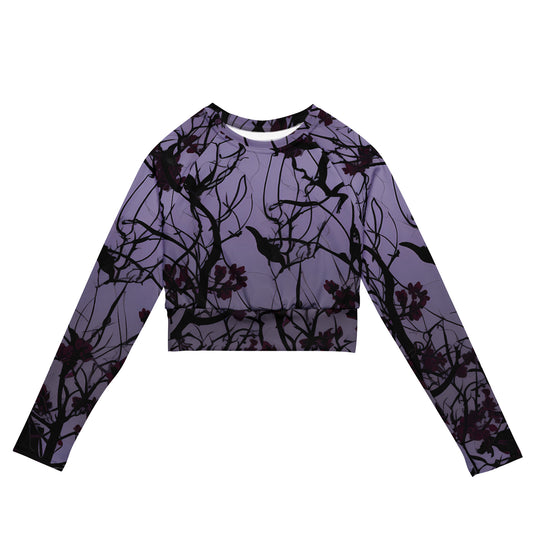 Dark vines Recycled long-sleeve crop top