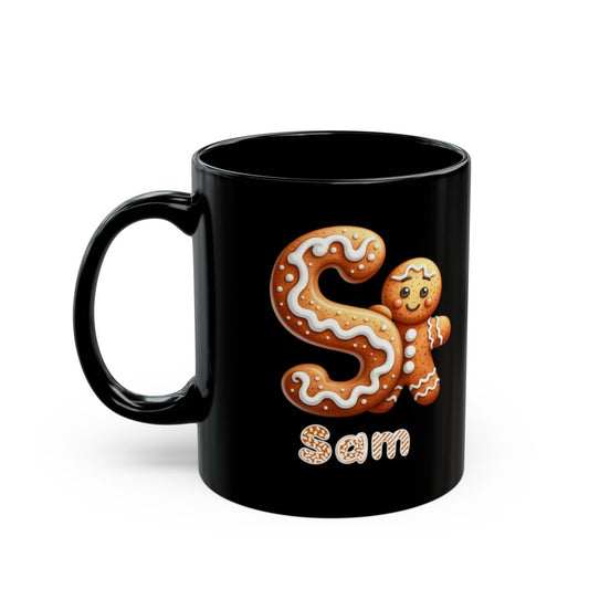 A - Z personalized gingerbread Black Mug (11oz, 15oz)