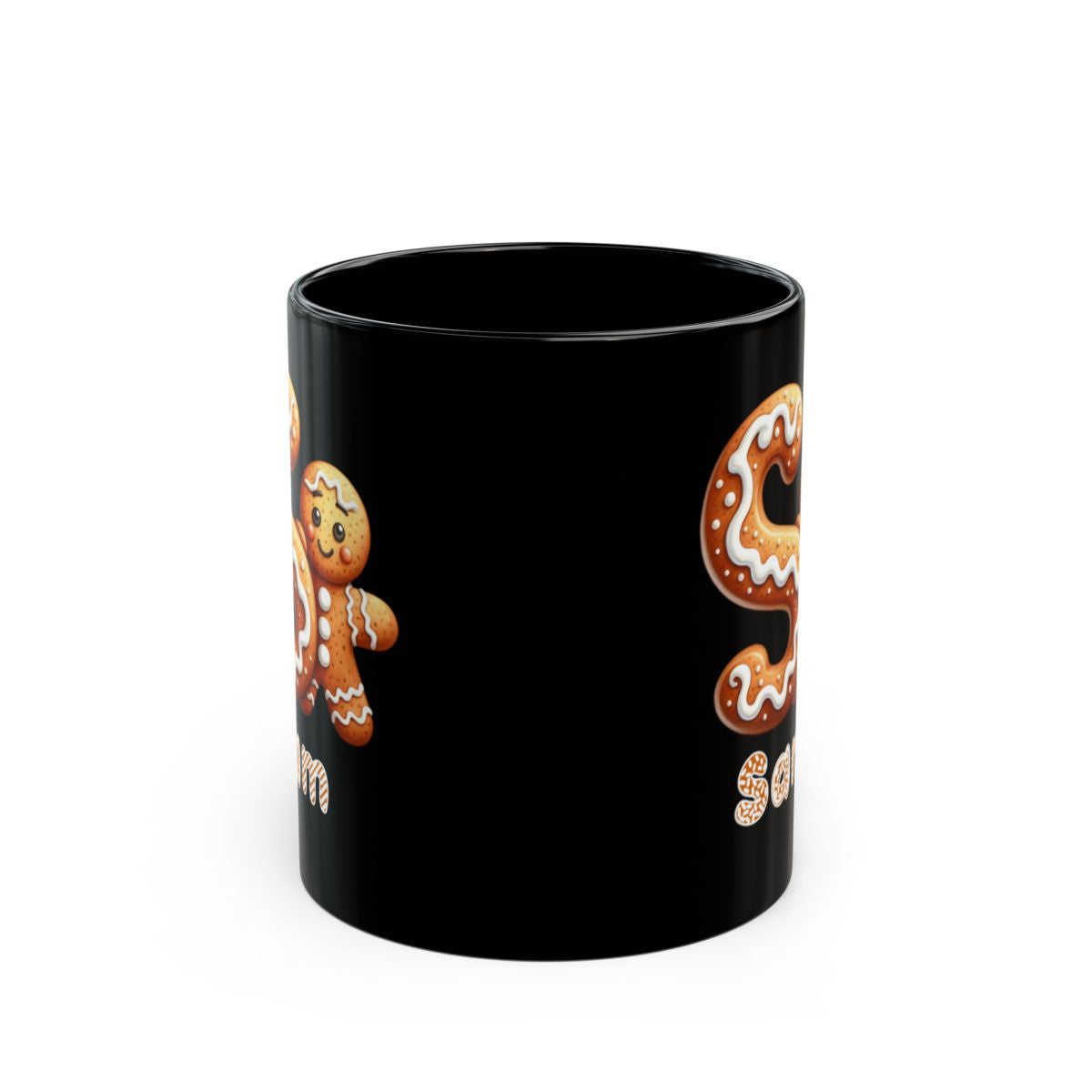 A - Z personalized gingerbread Black Mug (11oz, 15oz)