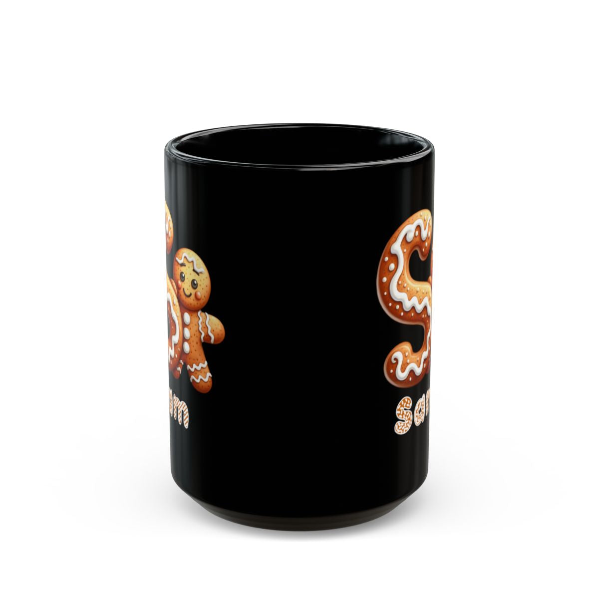 A - Z personalized gingerbread Black Mug (11oz, 15oz)