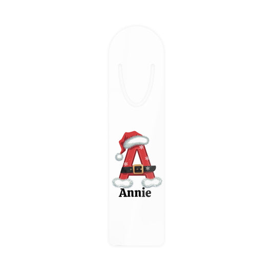 A- Z personalized red Santa name, Bookmark