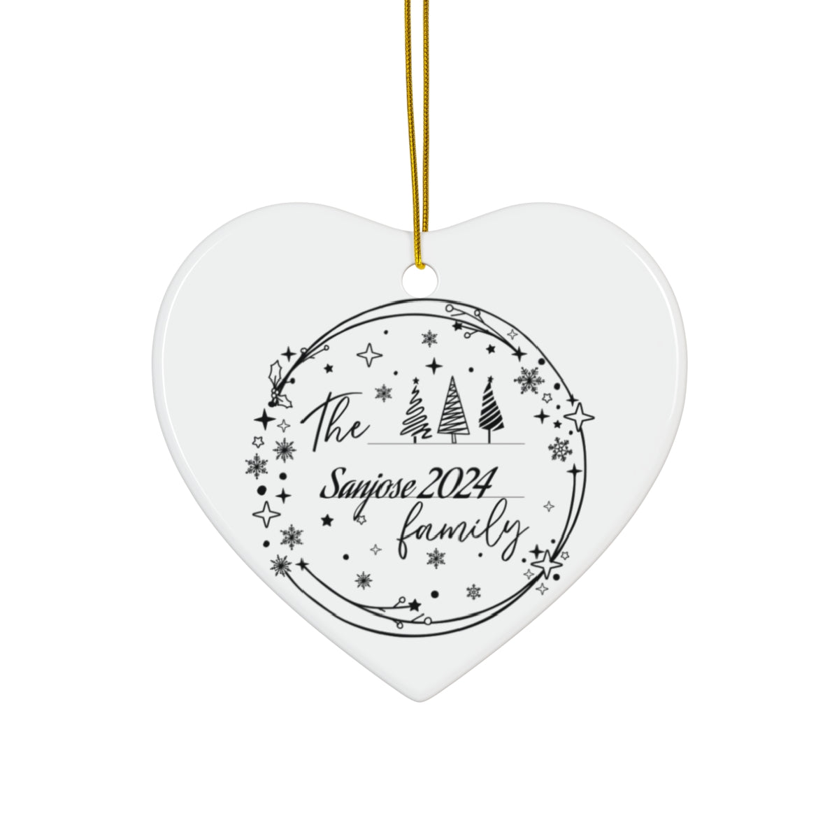 Family personalized Ceramic Ornament, 4 Shapes