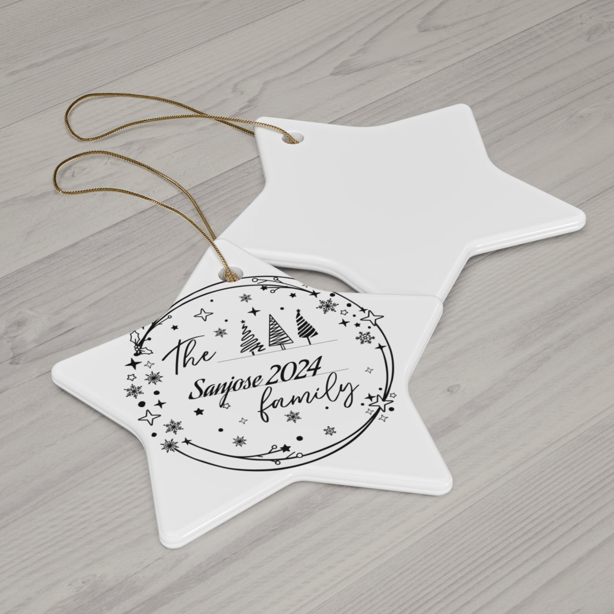 Family personalized Ceramic Ornament, 4 Shapes