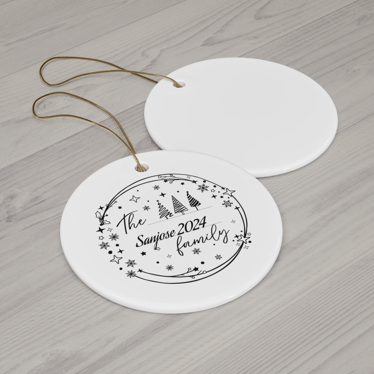 Family personalized Ceramic Ornament, 4 Shapes