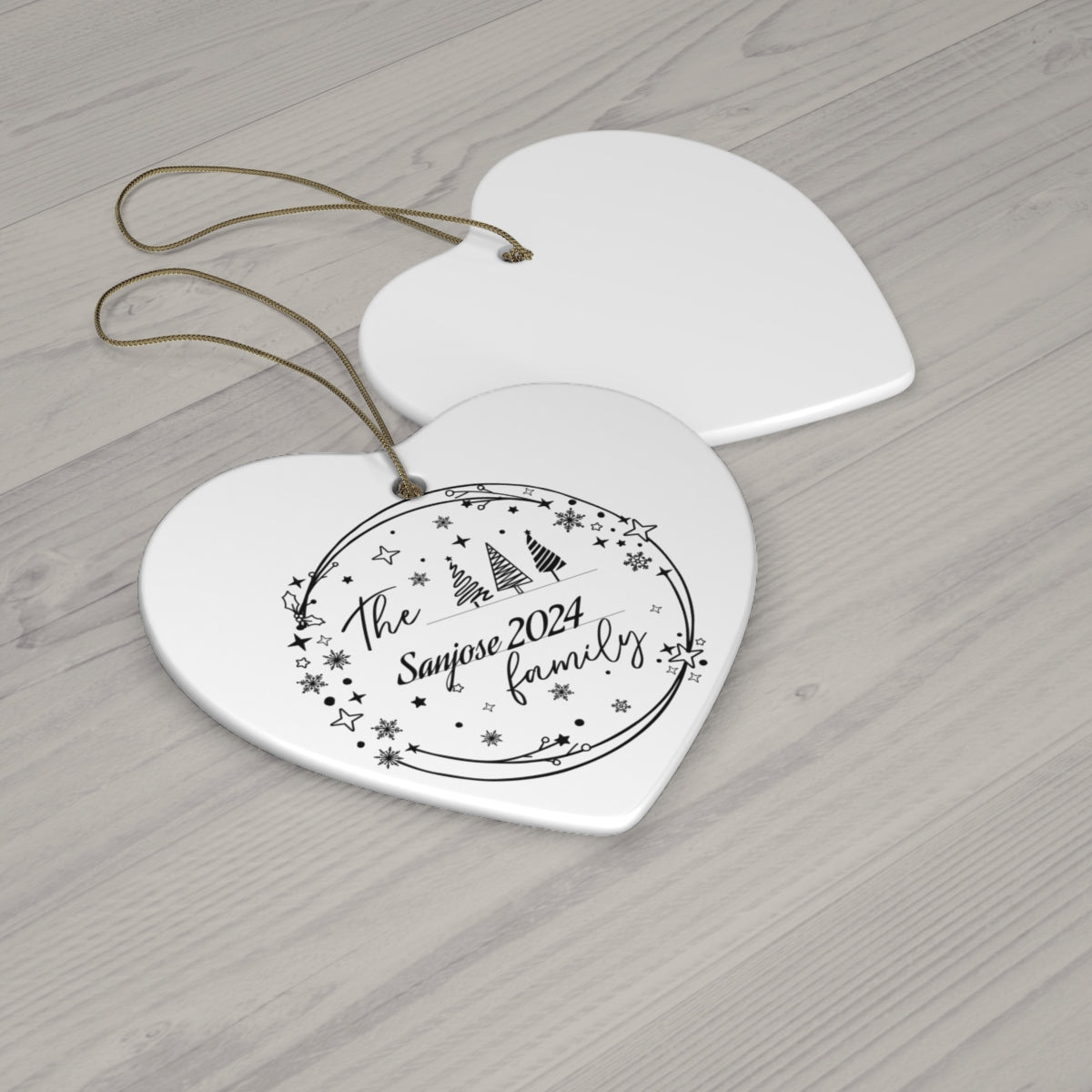 Family personalized Ceramic Ornament, 4 Shapes