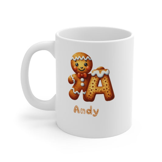 Personalized A- Z gingerbread Mug 11oz