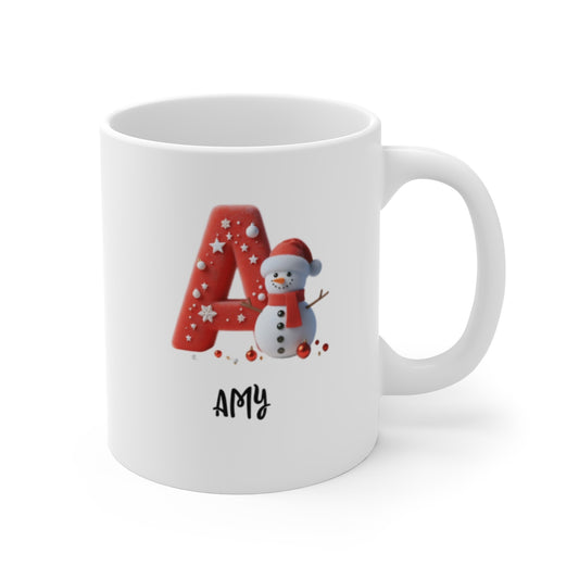 Personalized A- Z snowman Mug 11oz