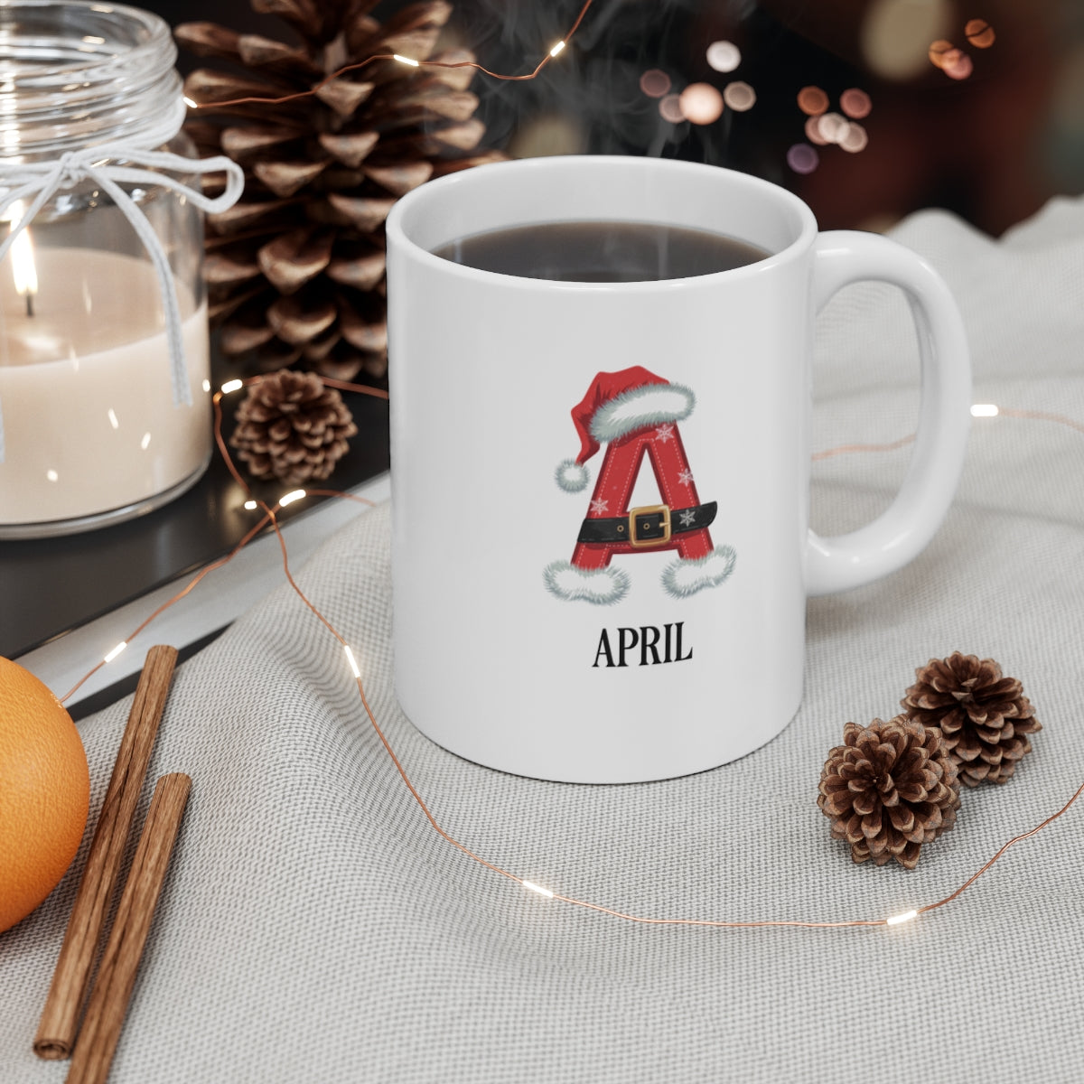 Personalized A- Z Santa hat Mug 11oz