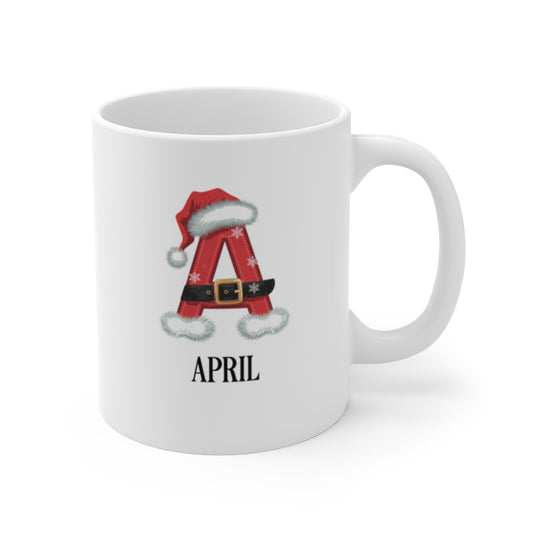 Personalized A- Z Santa hat Mug 11oz