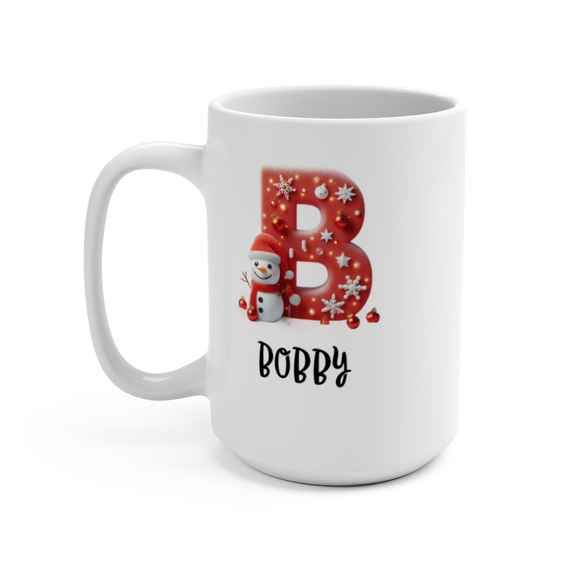 Personalized A- Z snowman Mug 15oz