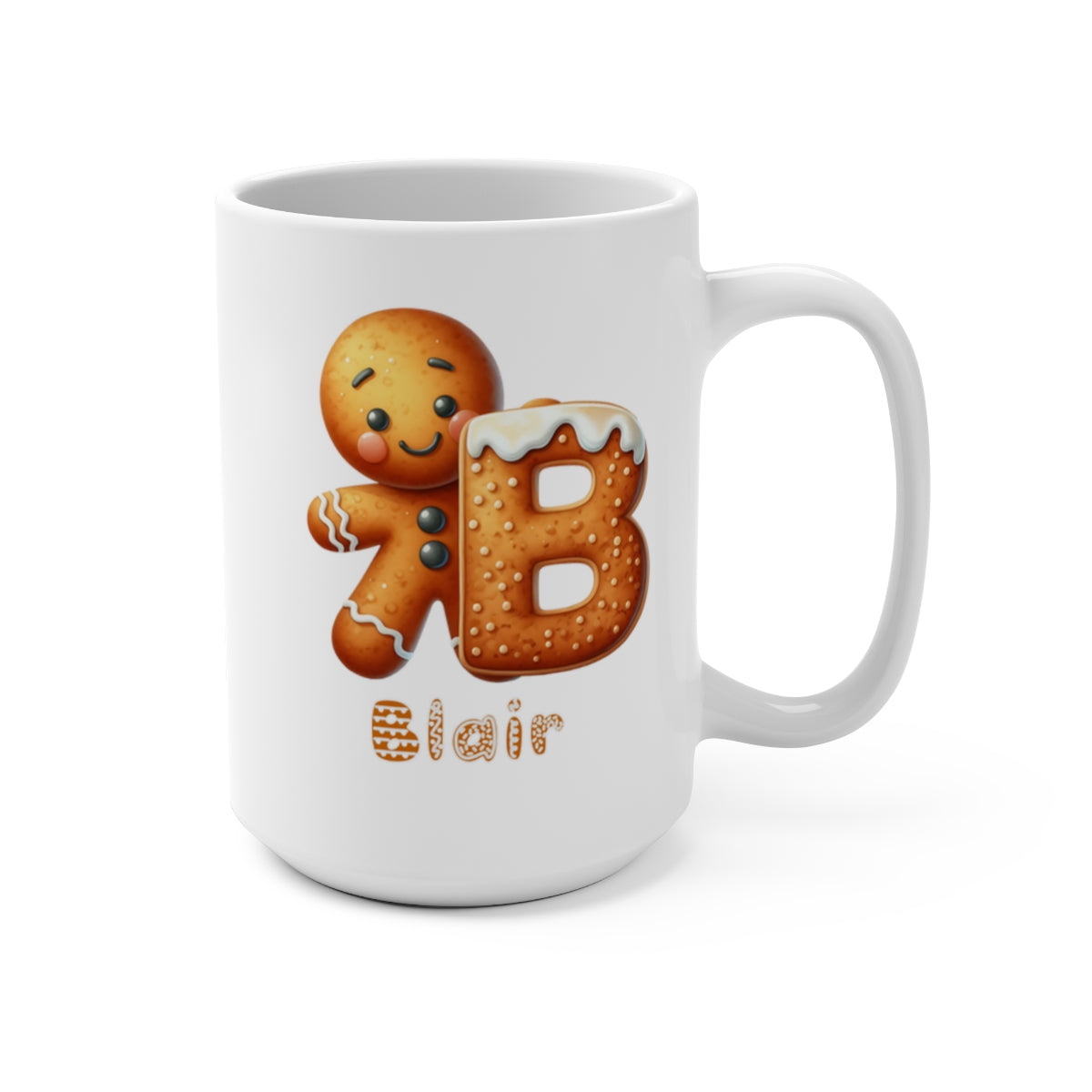 Personalized A - Z gingerbread Mug 15oz