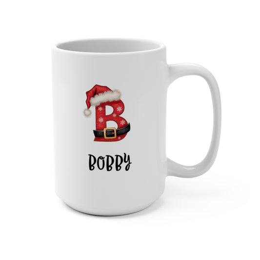 Personalized A- Z Santa hat Mug 15oz