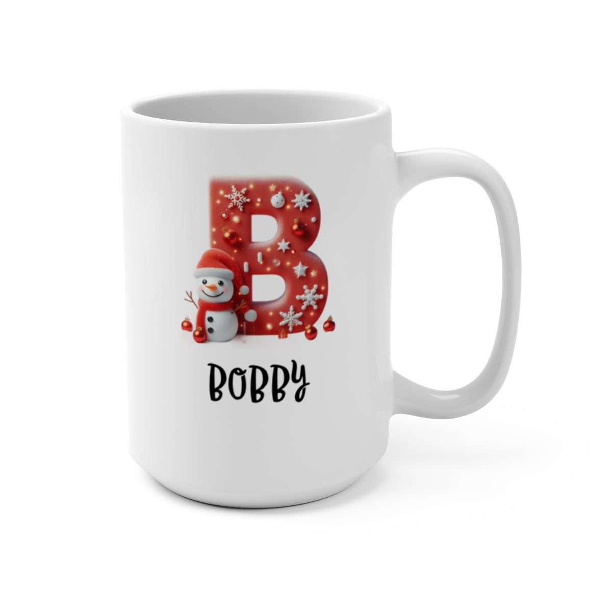 Personalized A- Z snowman Mug 15oz