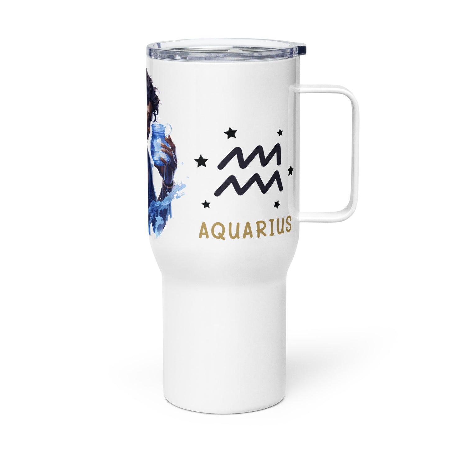 Aquarius< Travel mug with a handle