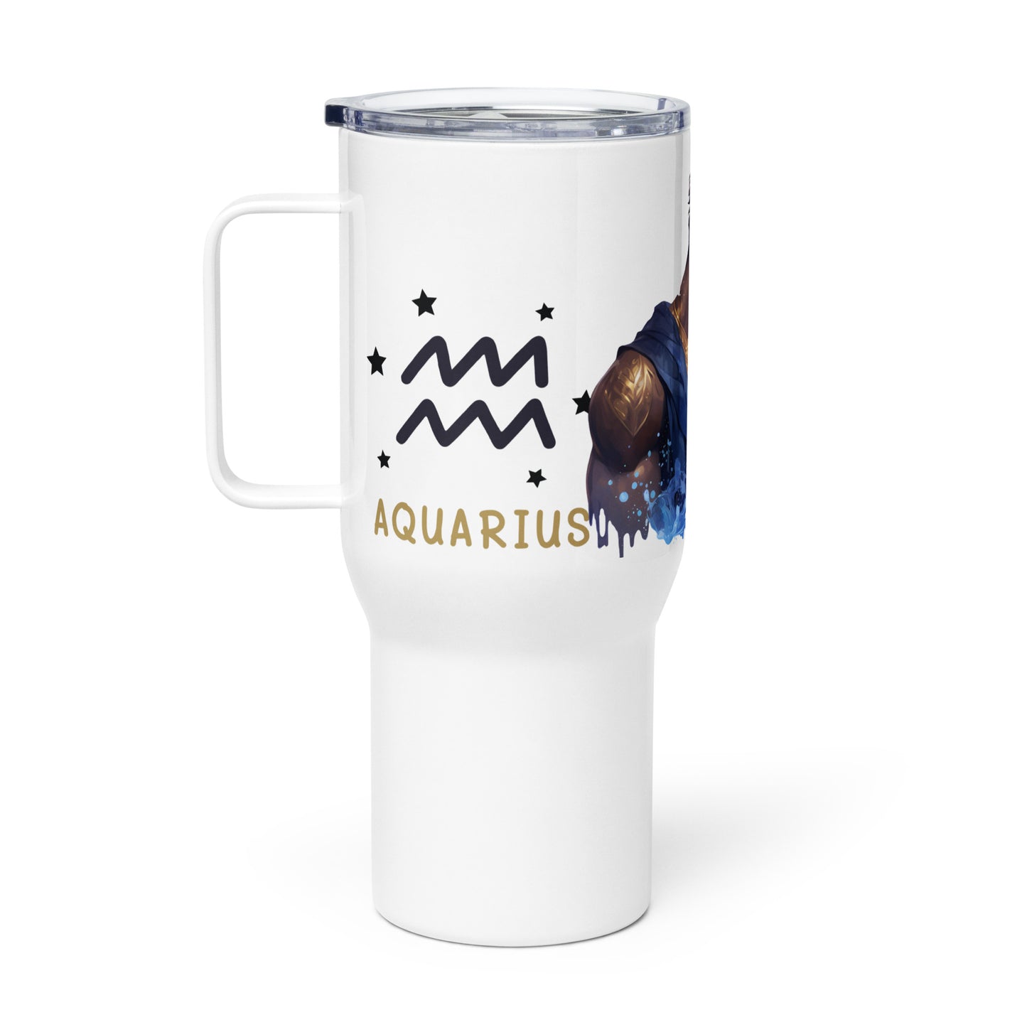 Aquarius< Travel mug with a handle