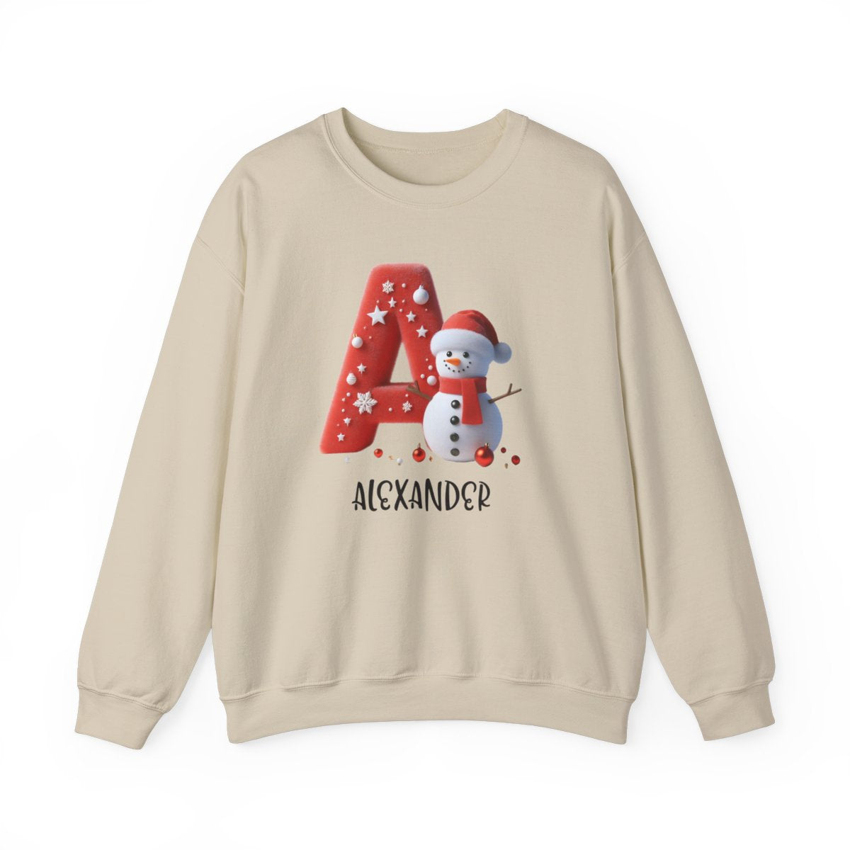 Personalized A-Z snowman, Unisex Heavy Blend™ Crewneck Sweatshirt