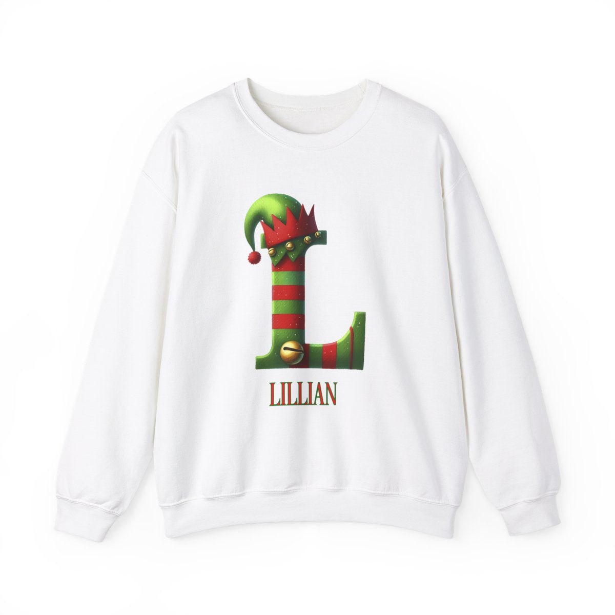 Personalized A-Z elf, Unisex Heavy Blend™ Crewneck Sweatshirt