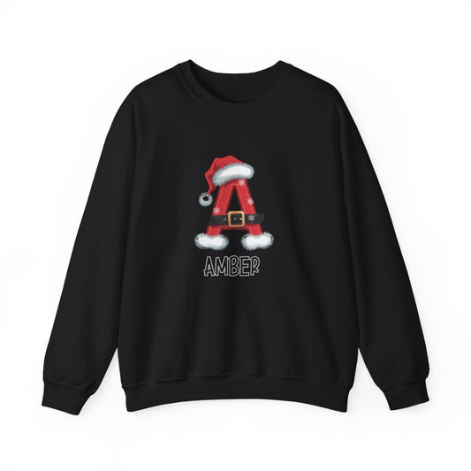 Personalized A-Z Santa hat, Unisex Heavy Blend™ Crewneck Sweatshirt