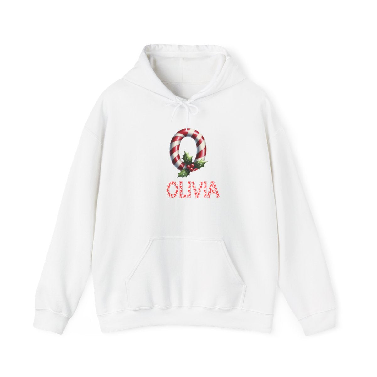 Personalized A-Z candy cane, Unisex Heavy Blend™ Hooded Sweatshirt