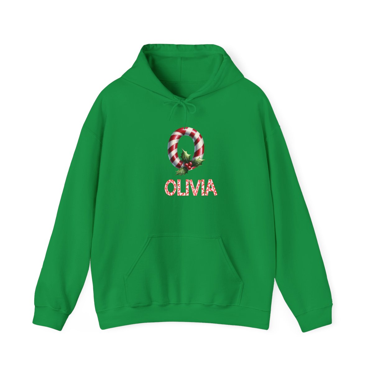 Personalized A-Z candy cane, Unisex Heavy Blend™ Hooded Sweatshirt