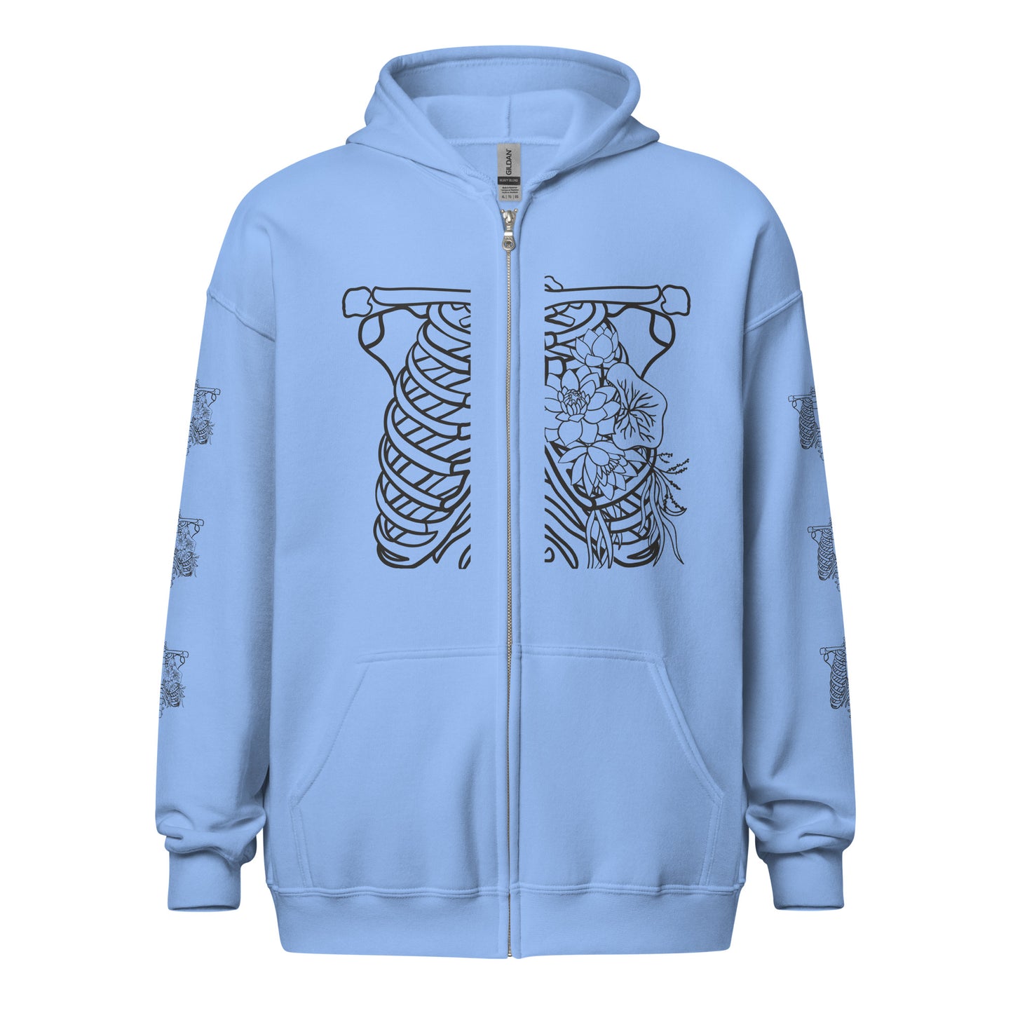 Rib cage and flowers, Unisex heavy blend zip hoodie