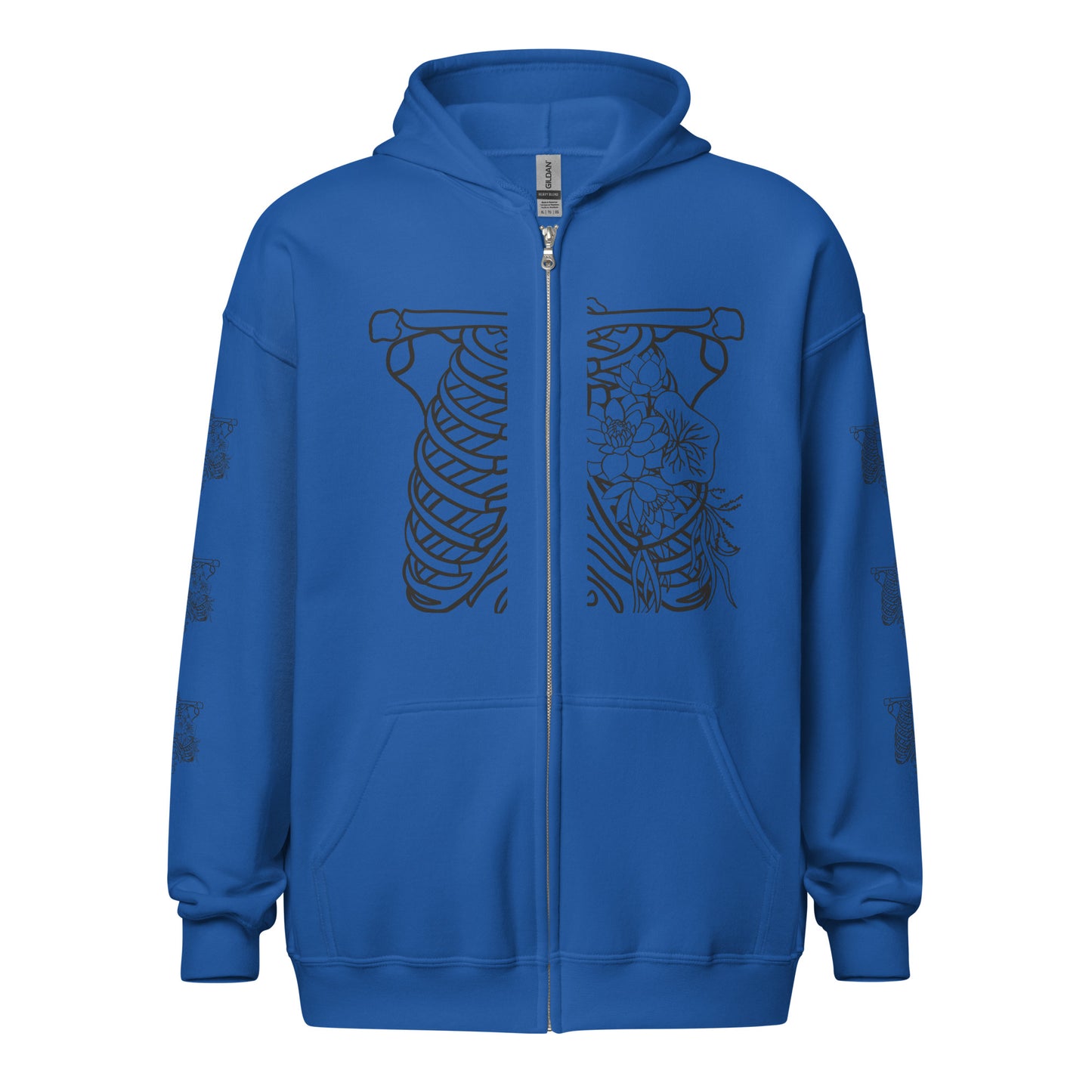 Rib cage and flowers, Unisex heavy blend zip hoodie