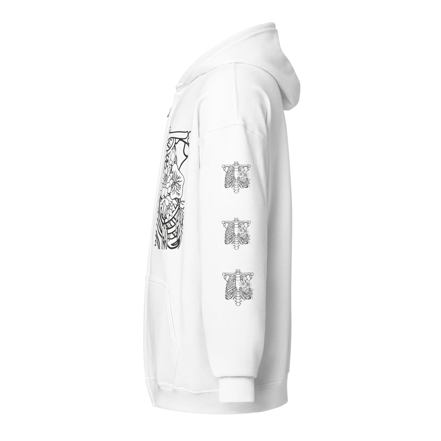 Rib cage and flowers, Unisex heavy blend zip hoodie